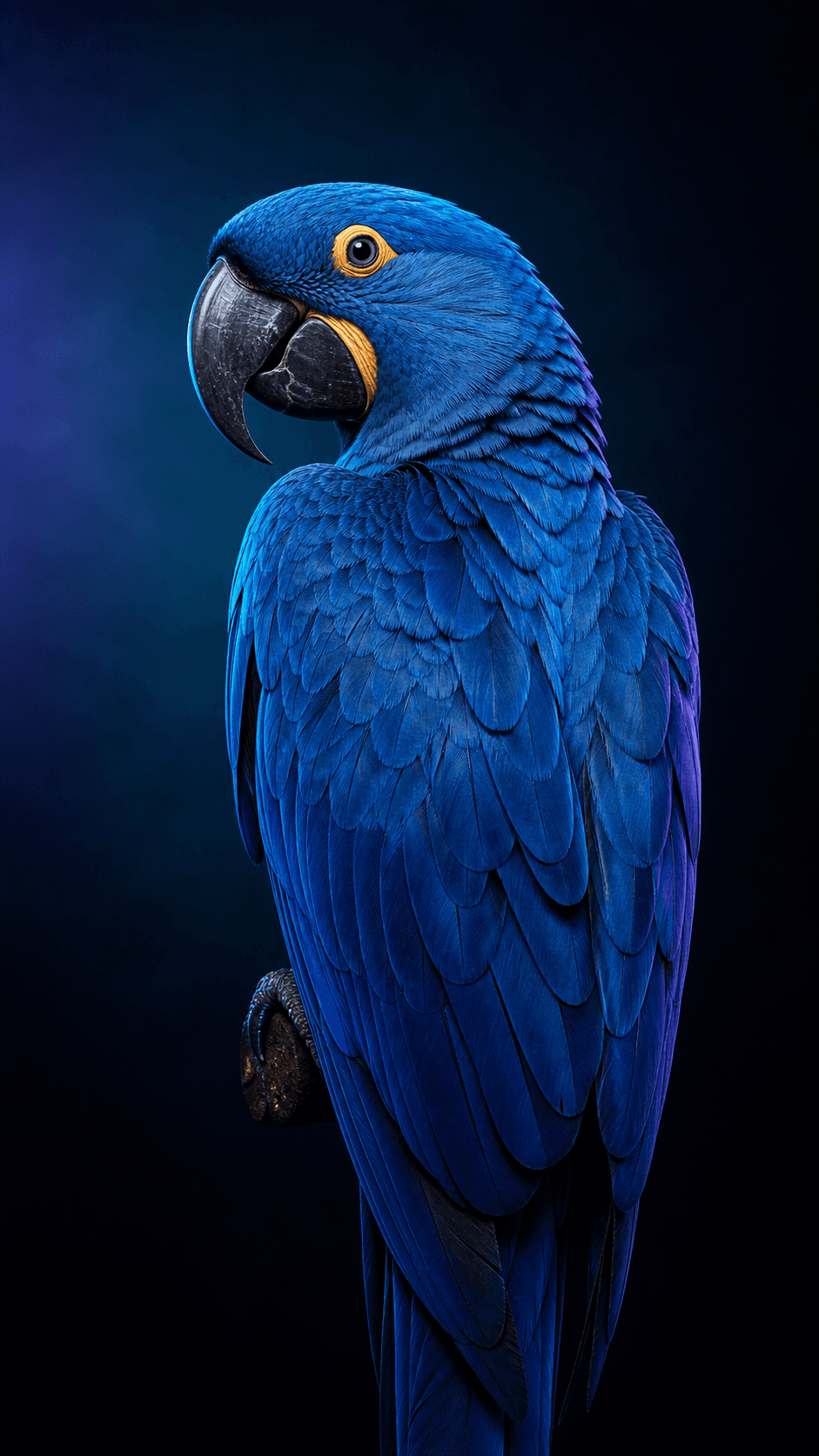 Realistic blue macaw reference image used to create an AI prompt